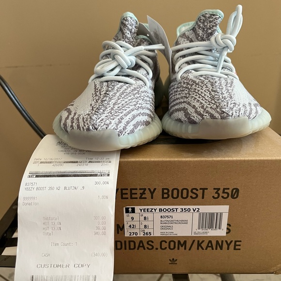 Adidas Yeezy 350 Boost v2 Blue Tint size 9 DS - Picture 5 of 5